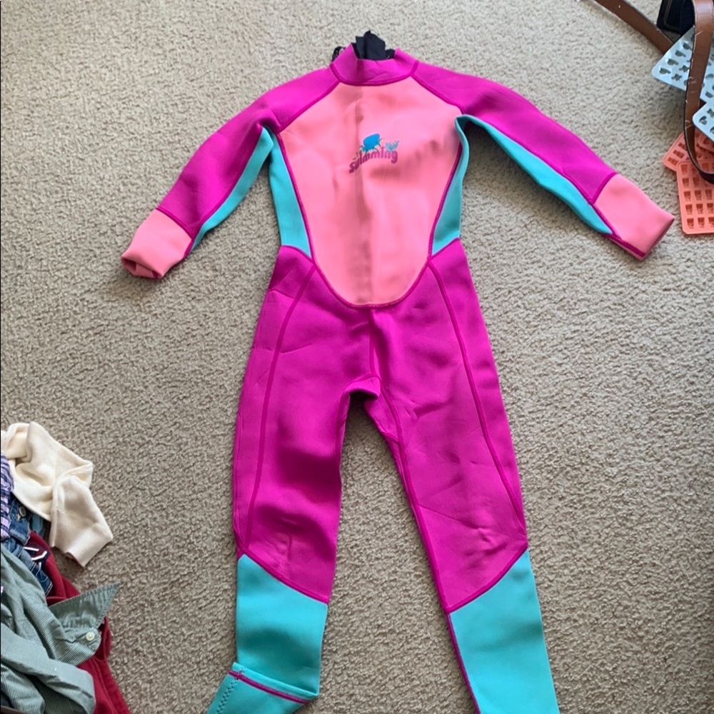 Kids One Piece Wetsuit - Pink and Blue